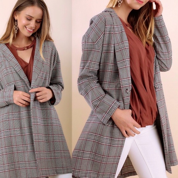 Plaid Pleated Swing Coat - Picture 2 of 9